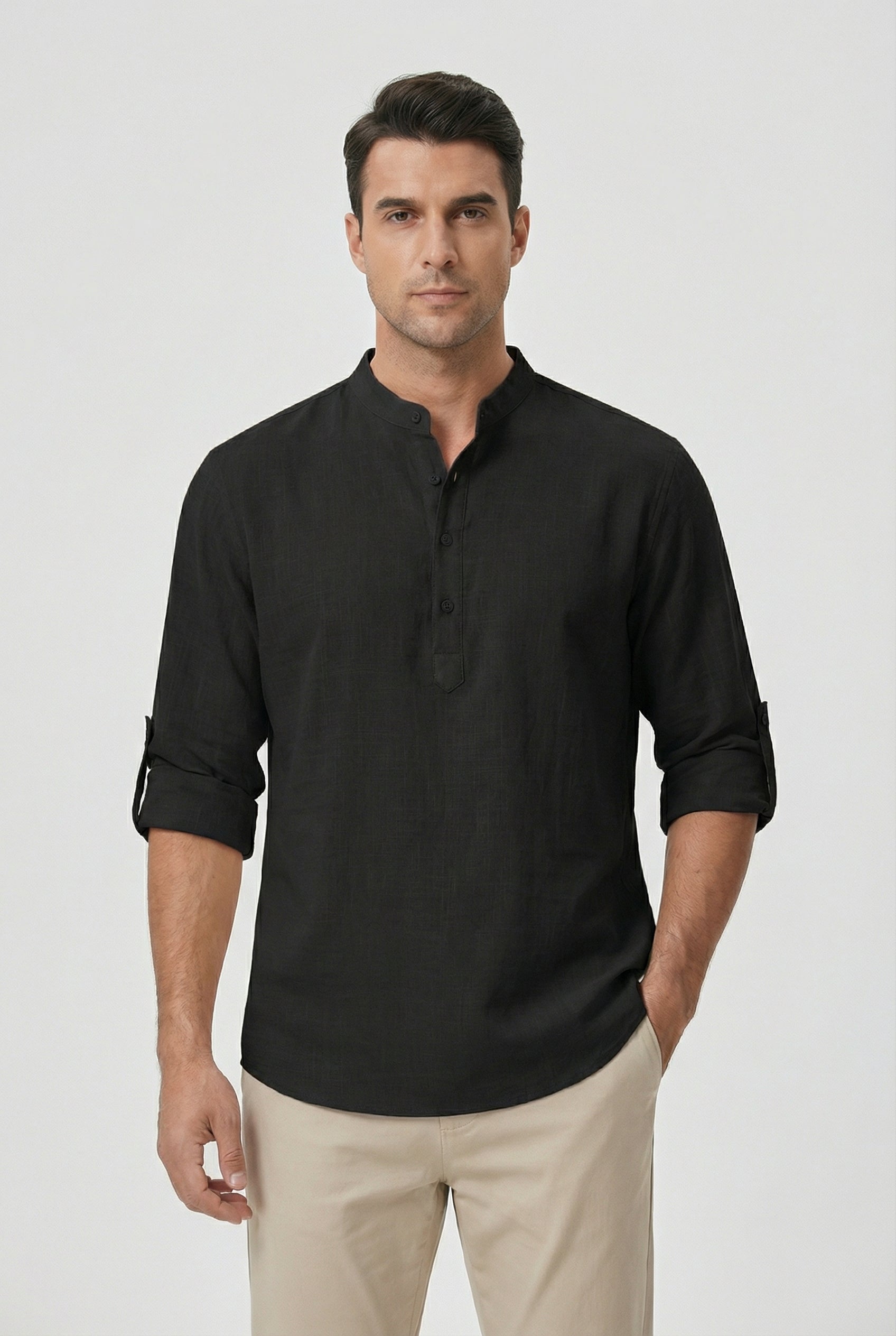 Robert | Men's Linen Rolled-Up Sleeve Summer Shirt