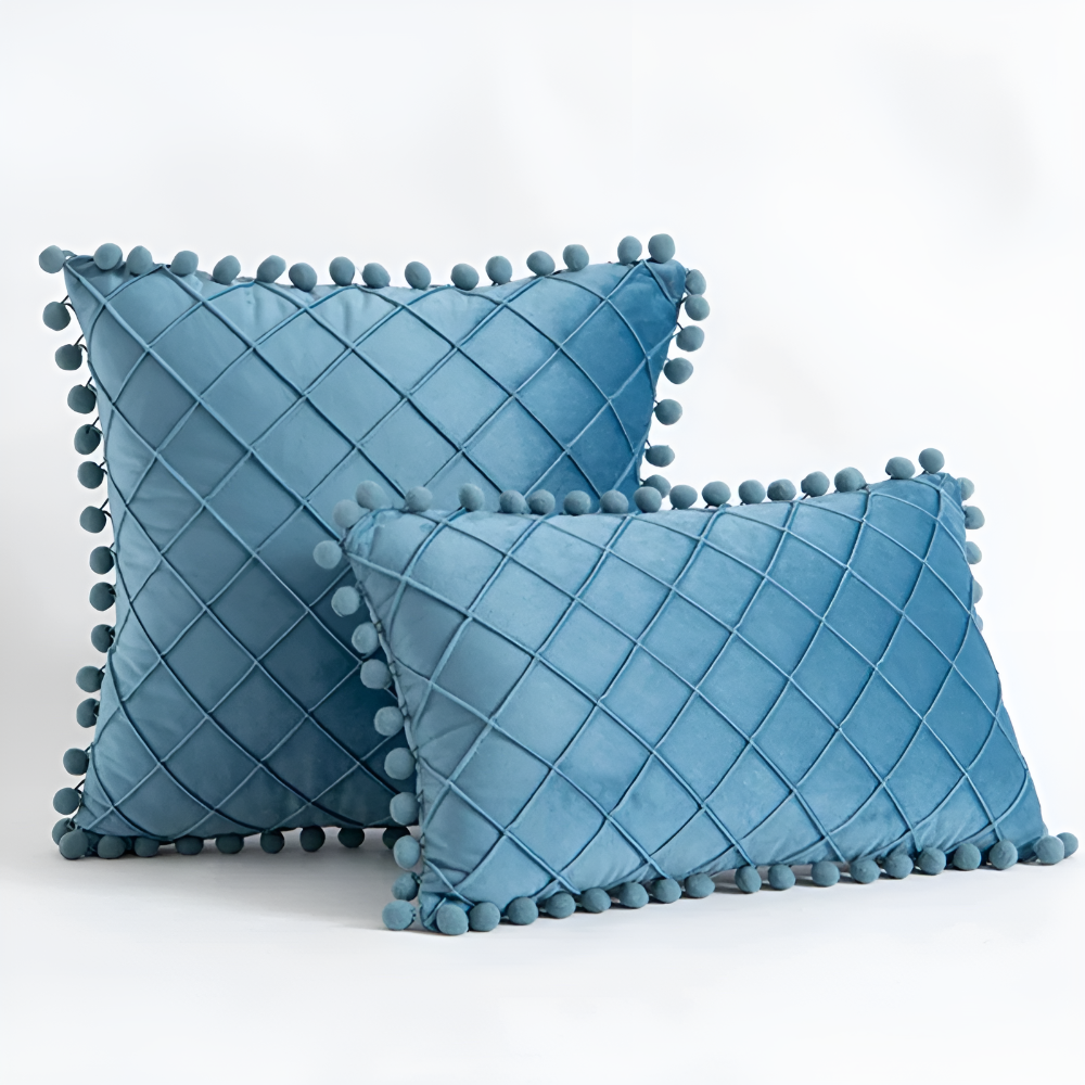 Quilted Luxe Cushion Cover with Pom