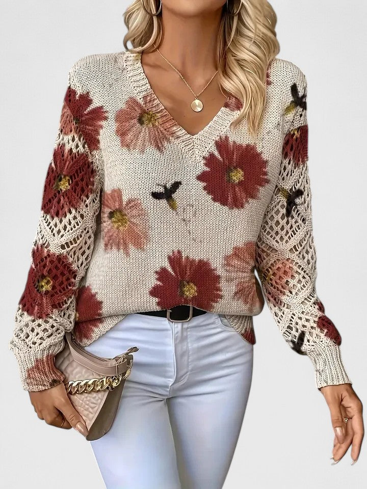 Lila | Women's Floral Knit Cardigan with V Neckline