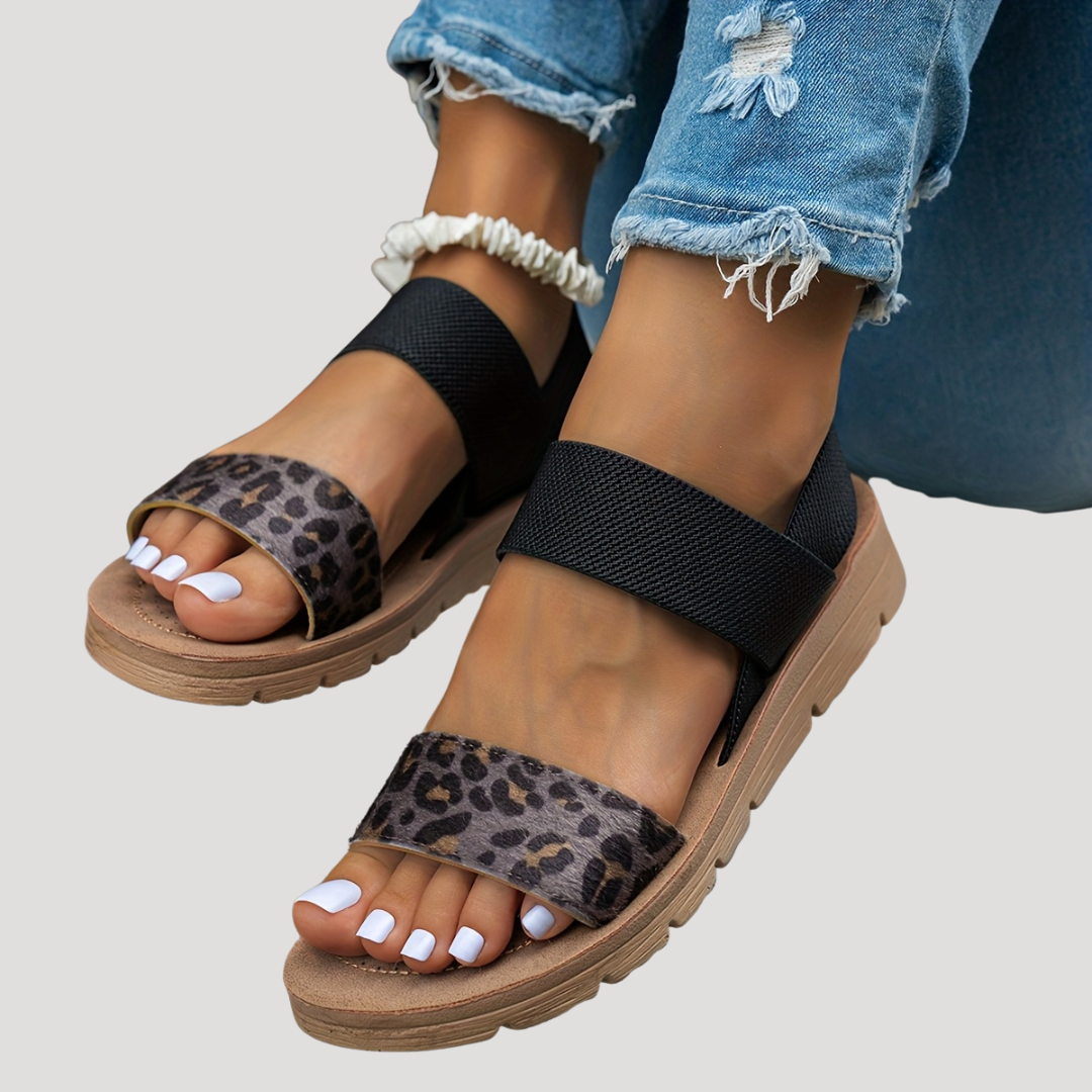 Amelia | Women's Leopard Print Cross Strap Sandals