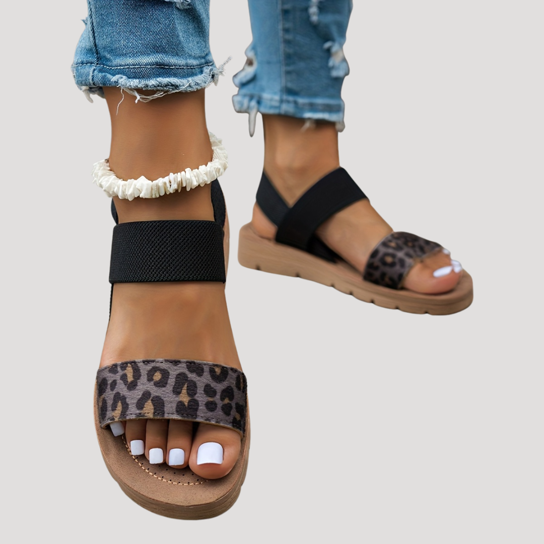 Amelia | Women's Leopard Print Cross Strap Sandals