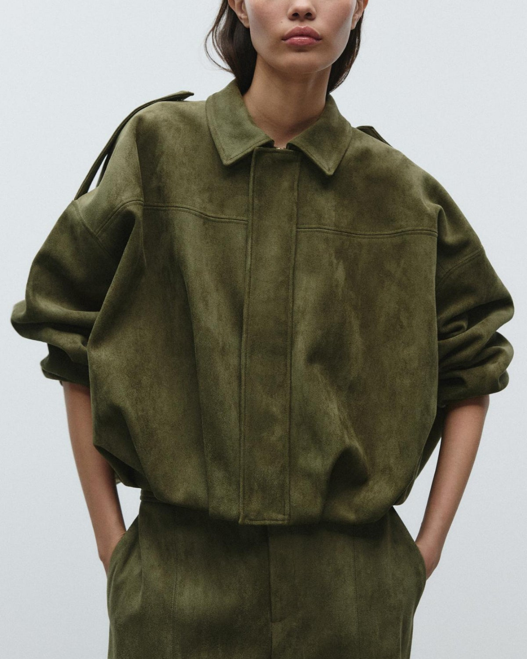 Jacket Women - Oversized Relaxed Jacket with Dropped Shoulders