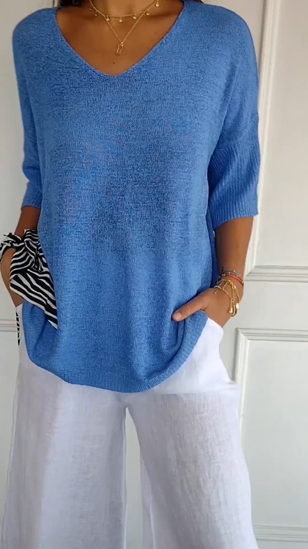 Knit Top Women - Breathable V-Neck Knit Top