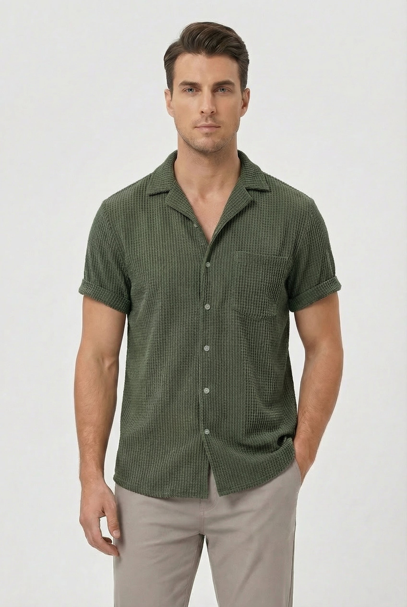 Connor | Men's Casual Waffle Textured Button Shirt