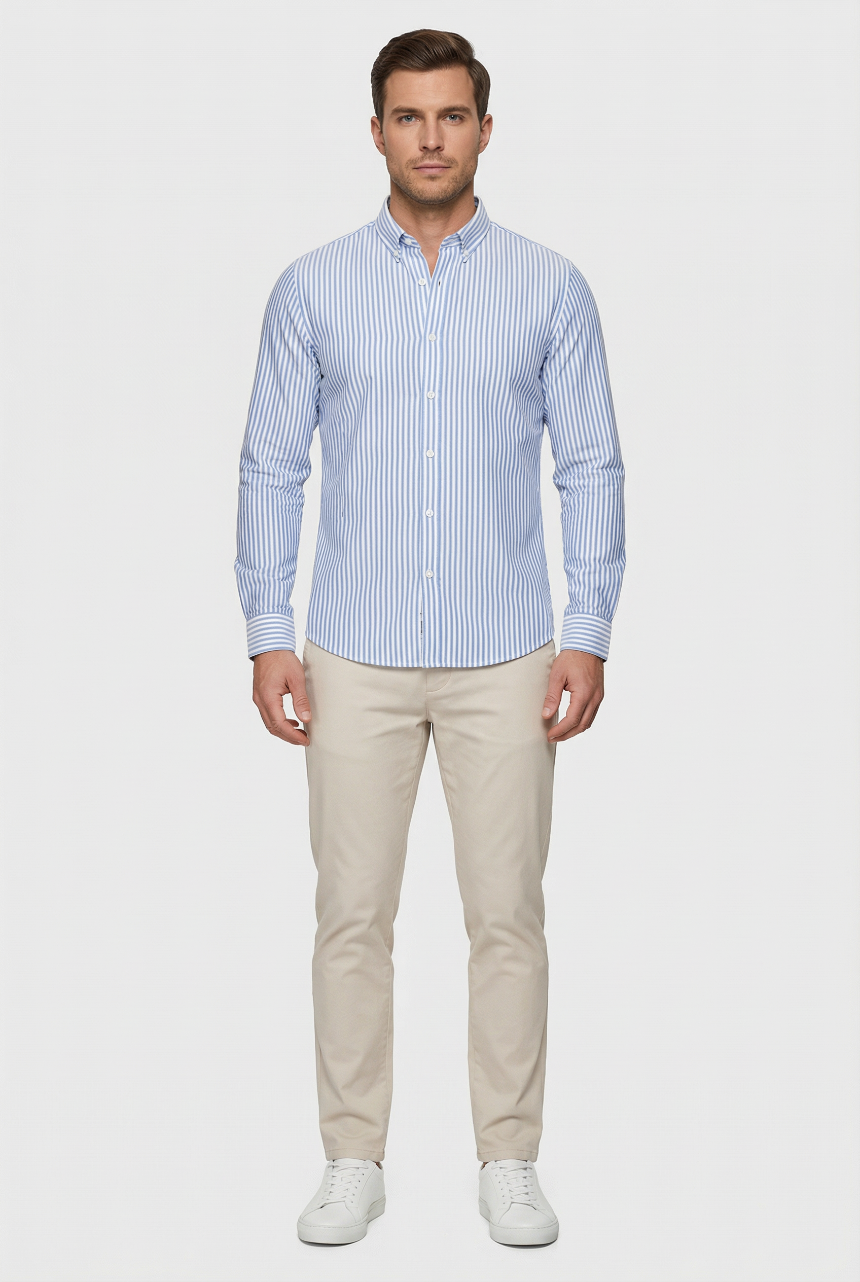 Leon | Men's Dress Shirt Slim Fit Long Sleeve Striped