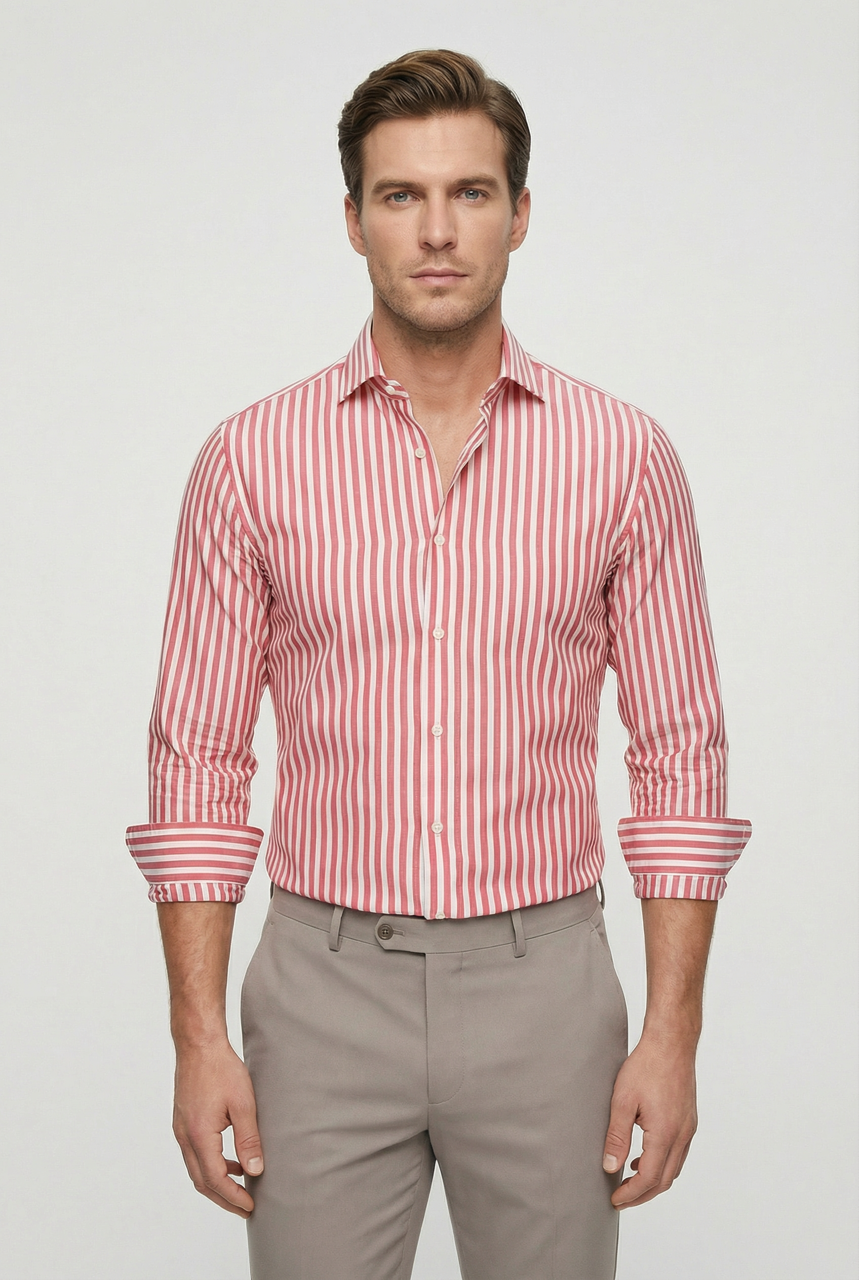 Leon | Men's Dress Shirt Slim Fit Long Sleeve Striped
