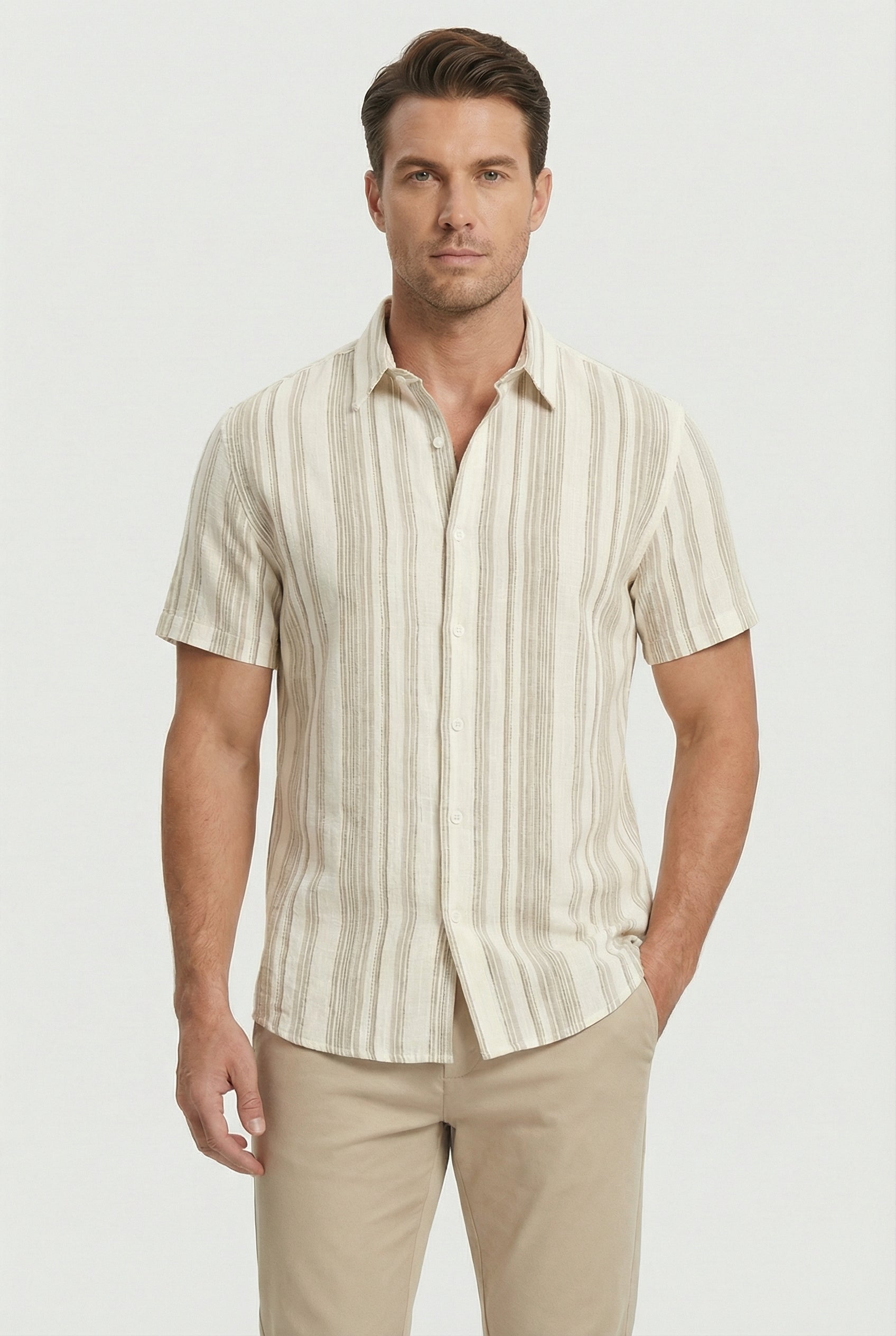 Ollie | Men's Cotton Short Sleeve Striped Shirt