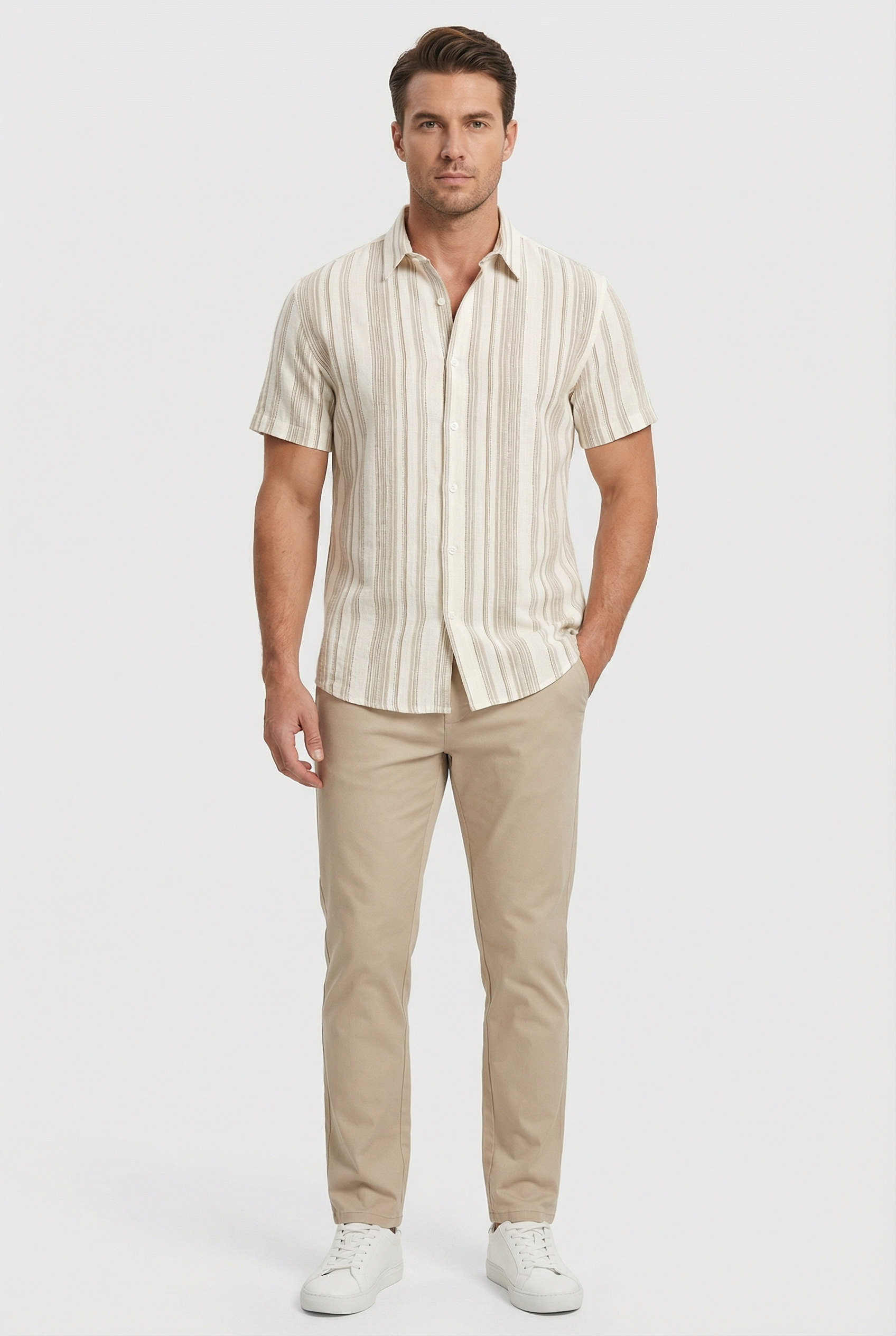 Ollie | Men's Cotton Short Sleeve Striped Shirt