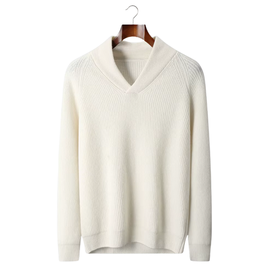 100% CASHMERE RIBBED V-NECK SWEATER