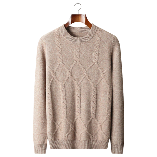 100% CASHMERE PATTERN CREWNECK
