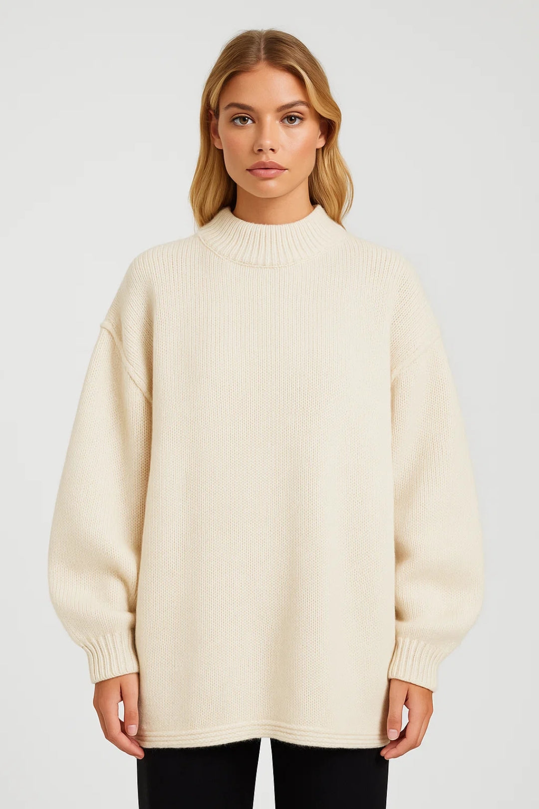 Sweater Women - Oversized Chunky Winter Sweater with Turtleneck