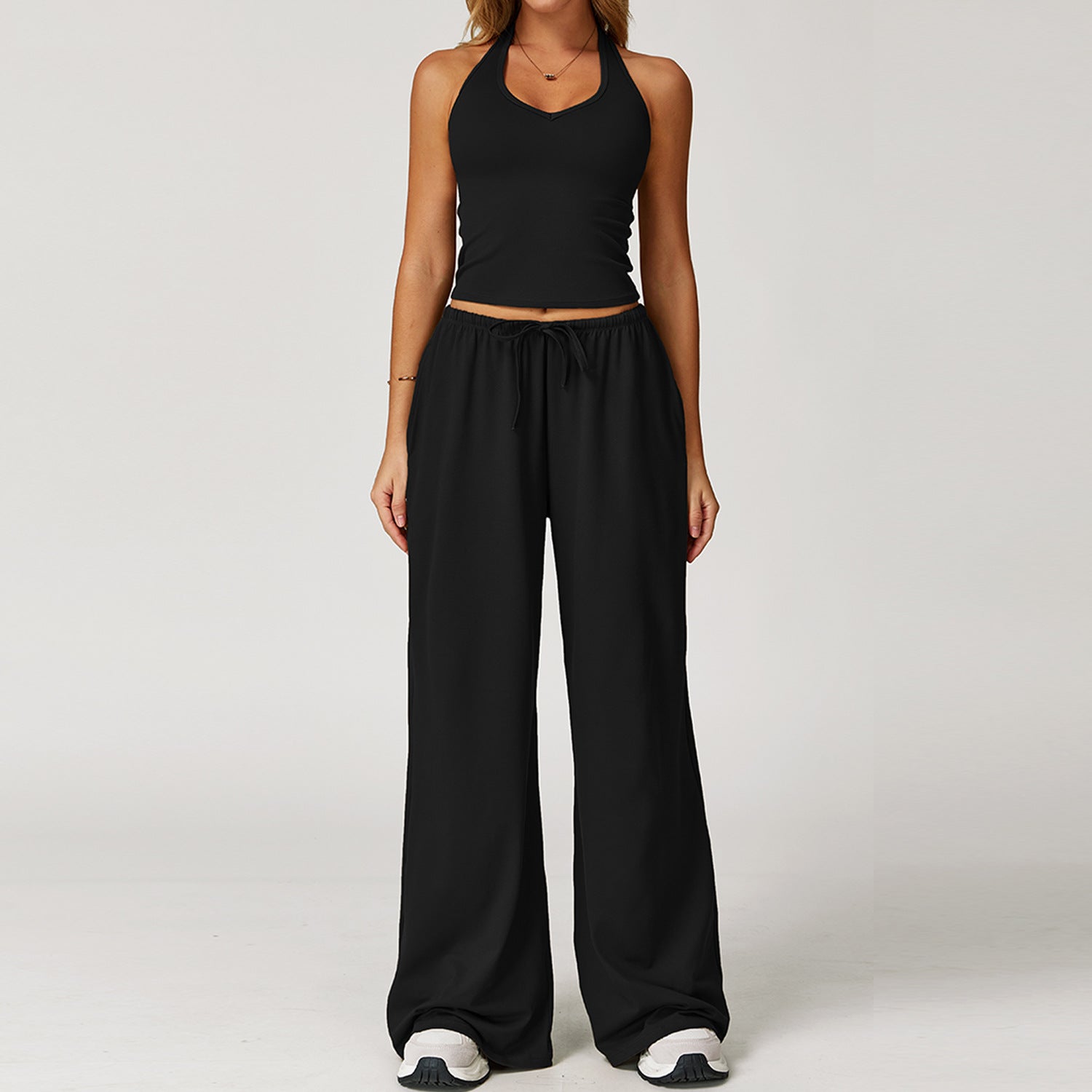 ARAYA™ - Casual Crop Tank Top and Wide Leg Pants Set