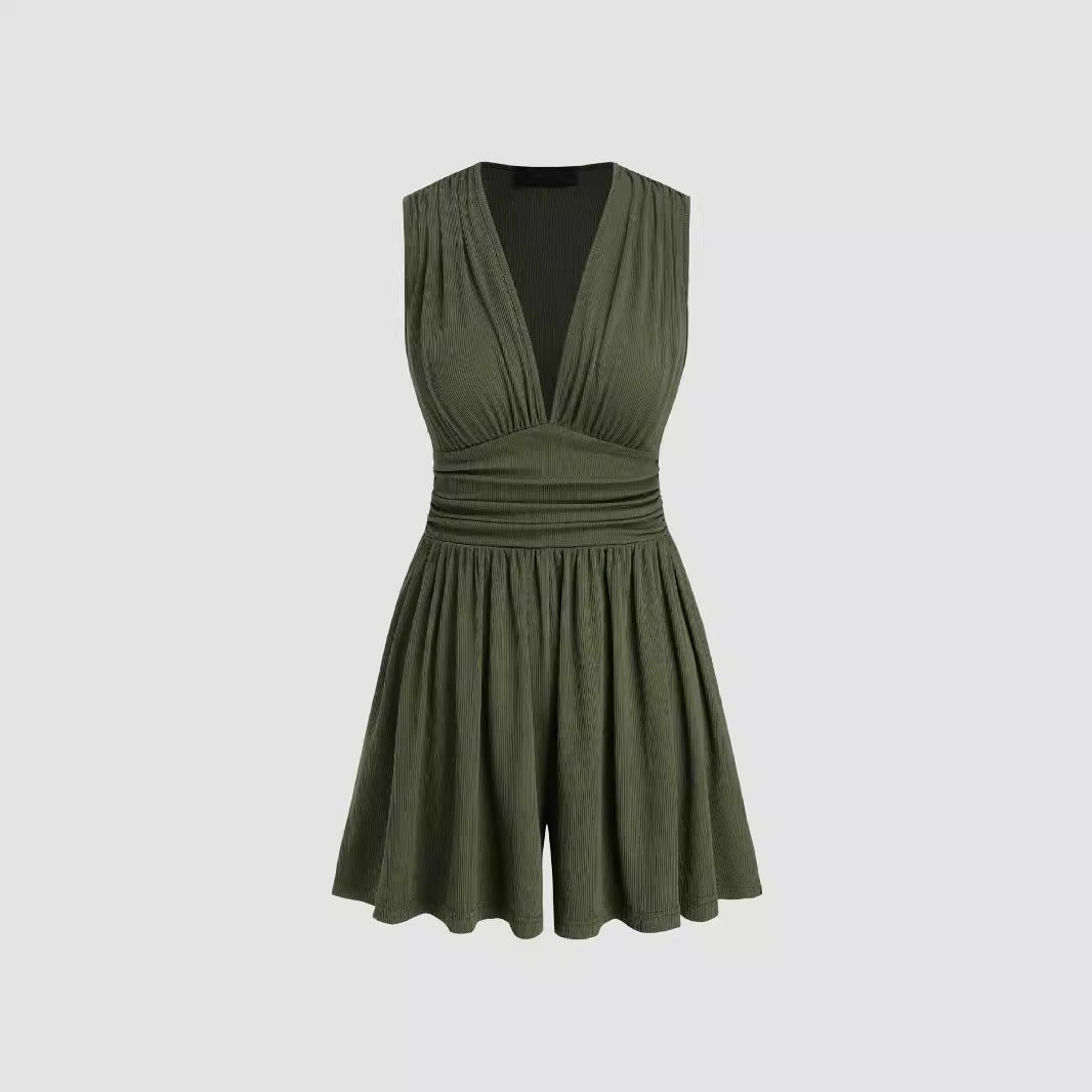 PARIS™ - Chic V-Neck Sleeveless Overall Romper