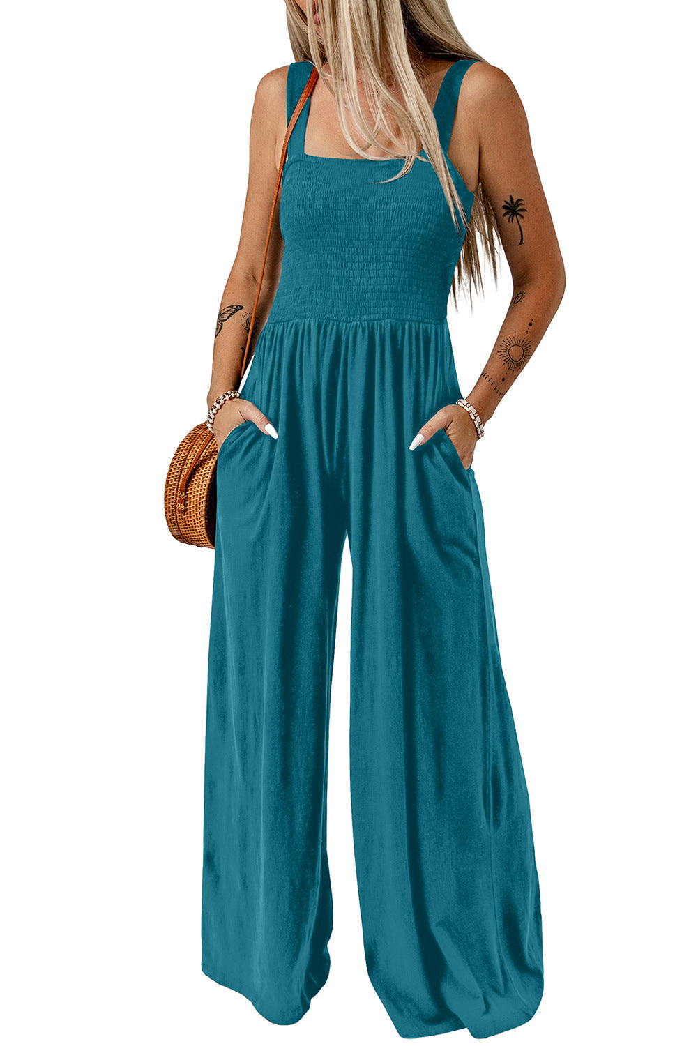 CATHLEEN™ – Lightweight Wide-Leg Square Neck Jumpsuit