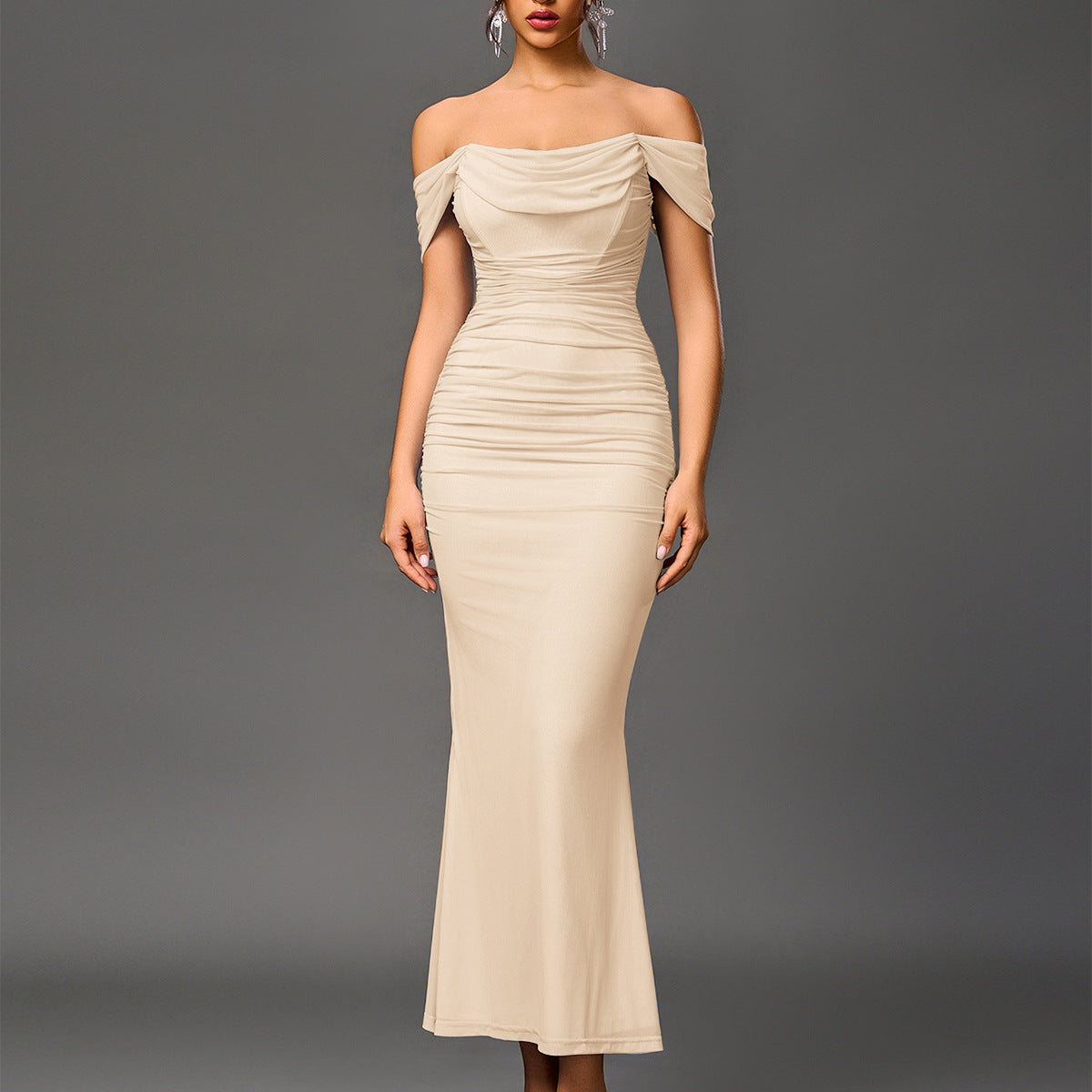 VALENTINI™ – Chic Off-Shoulder Ruched Mermaid Evening Dress