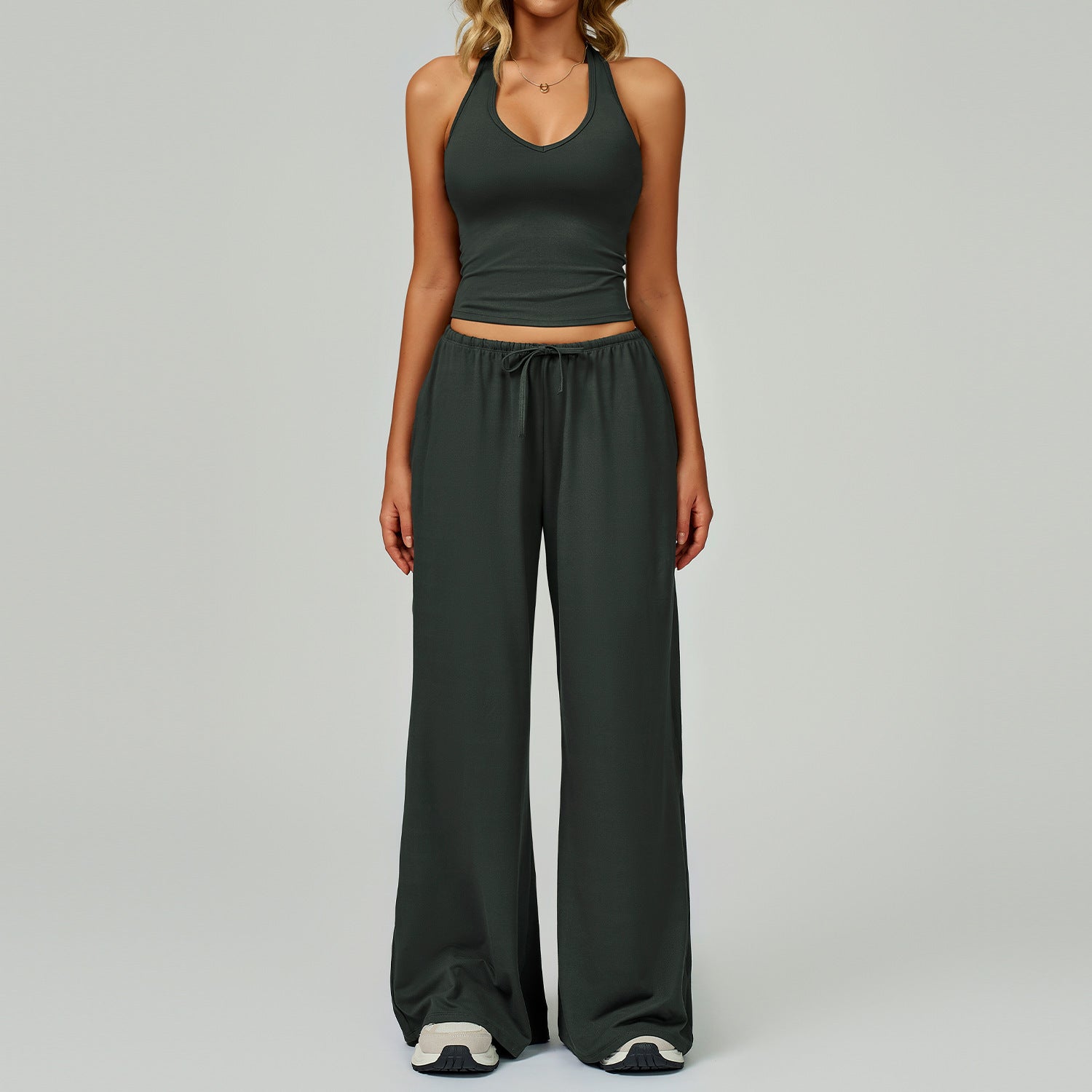 DINGDING™ - Casual Crop Tank Top and Wide Leg Pants Set
