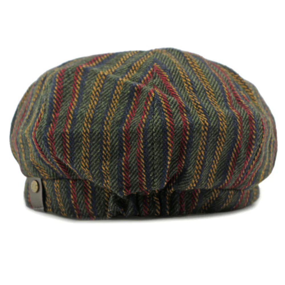 Dorian | Classic Striped Tweed Flat Cap