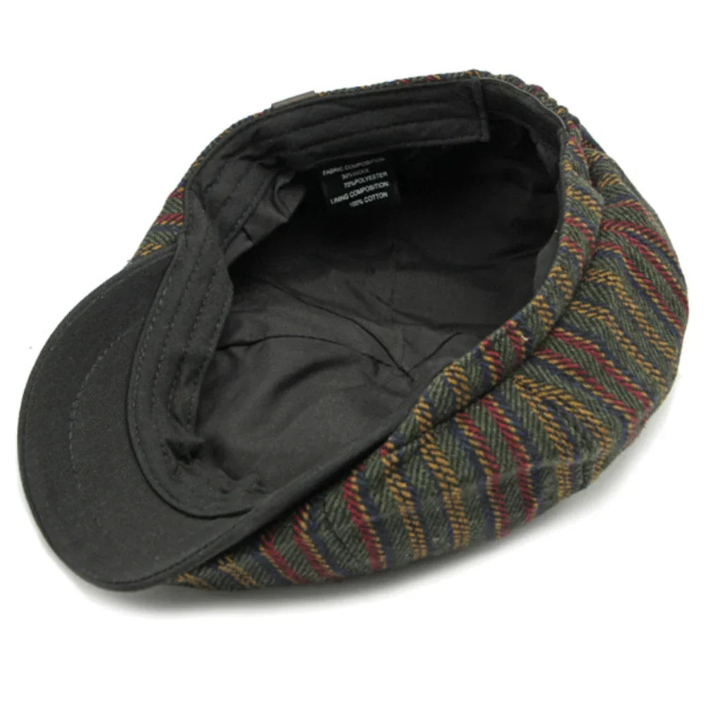 Dorian | Classic Striped Tweed Flat Cap