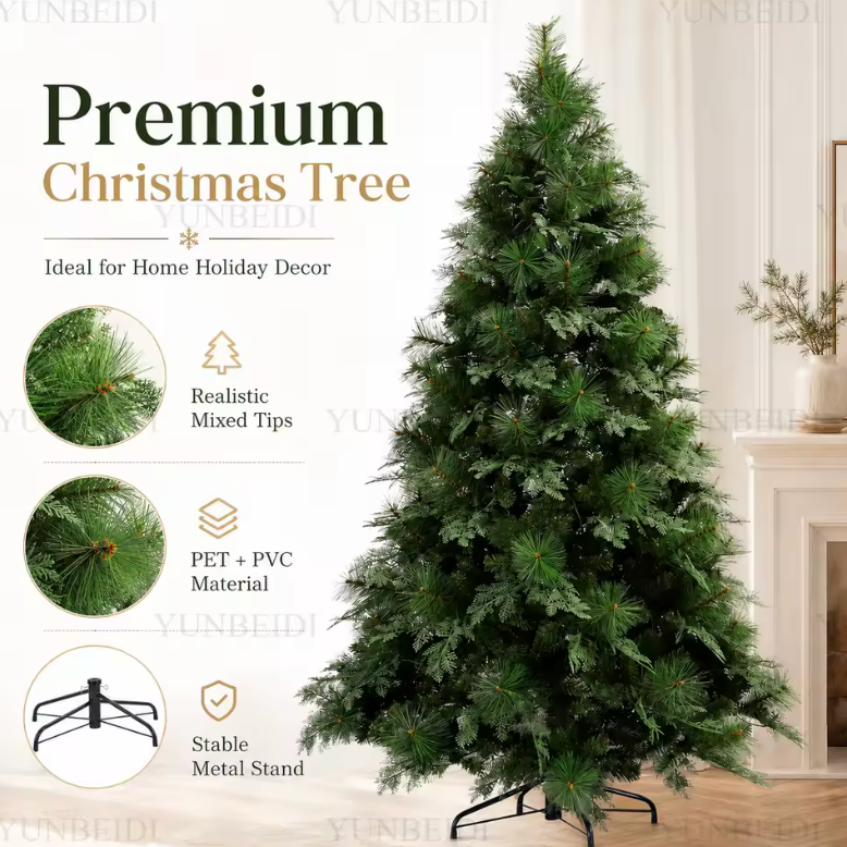 Large Artificial Christmas Tree – Natural Pine Look, Home & Party Décor