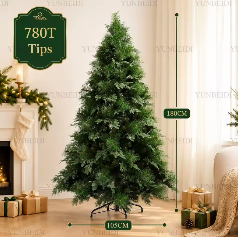 Large Artificial Christmas Tree – Natural Pine Look, Home & Party Décor