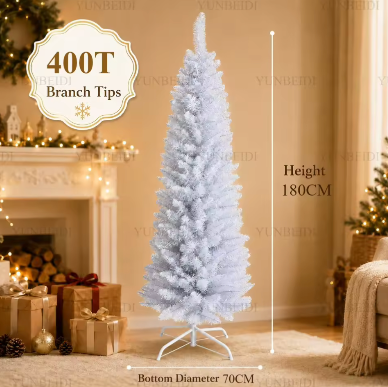 Slim White Christmas Tree – Space-Saving Pencil Design
