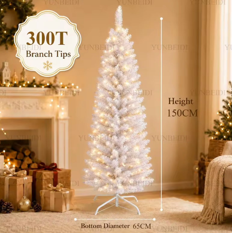 Slim White Christmas Tree – Space-Saving Pencil Design