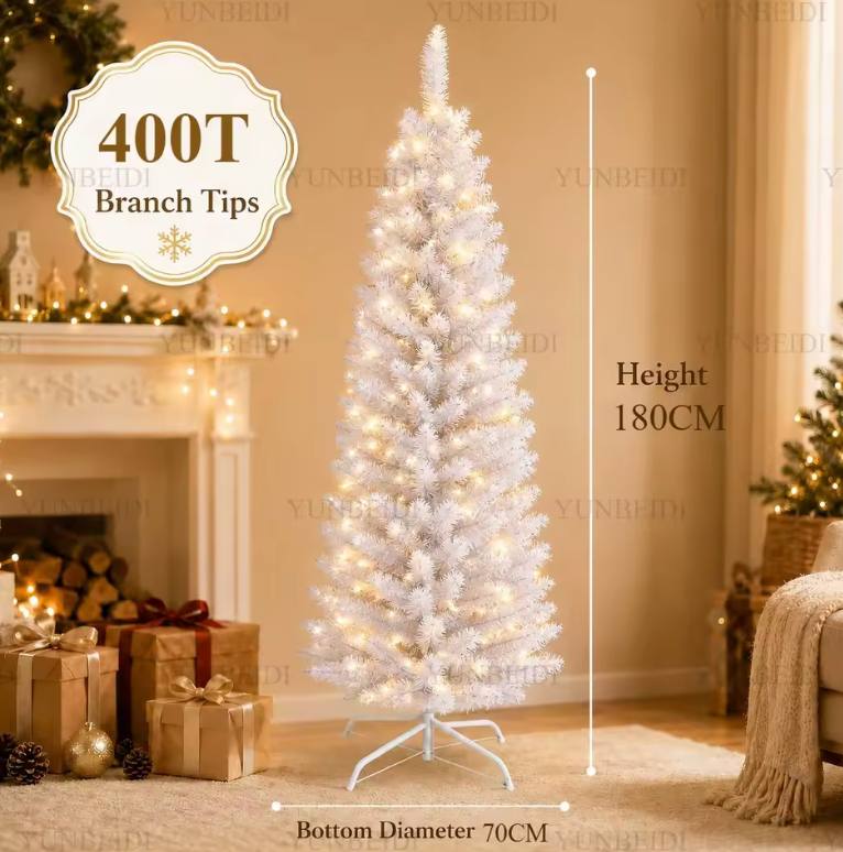 Slim White Christmas Tree – Space-Saving Pencil Design