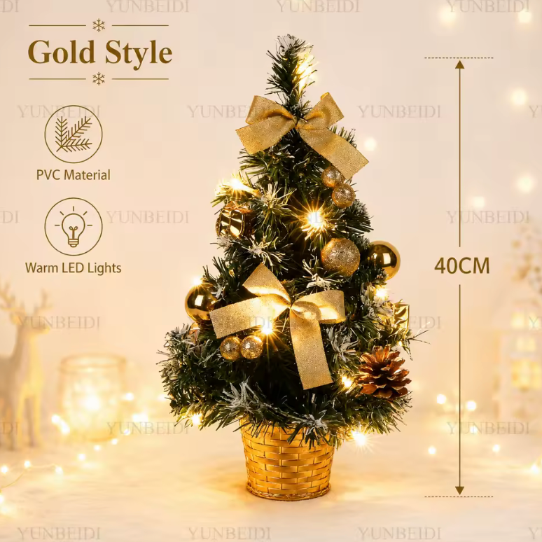 Small Pre-Lit Christmas Tree – Perfect Desktop Gift for the Holidays