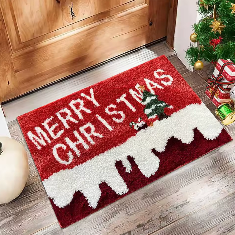 Christmas Doormat – Gingerbread Man & Santa Claus Holiday Welcome Mat (60x40cm)
