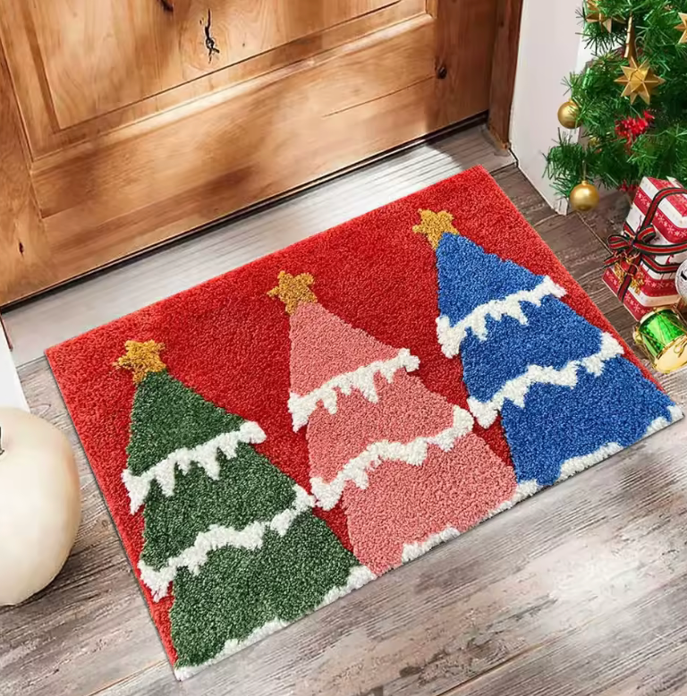 Christmas Doormat – Gingerbread Man & Santa Claus Holiday Welcome Mat (60x40cm)
