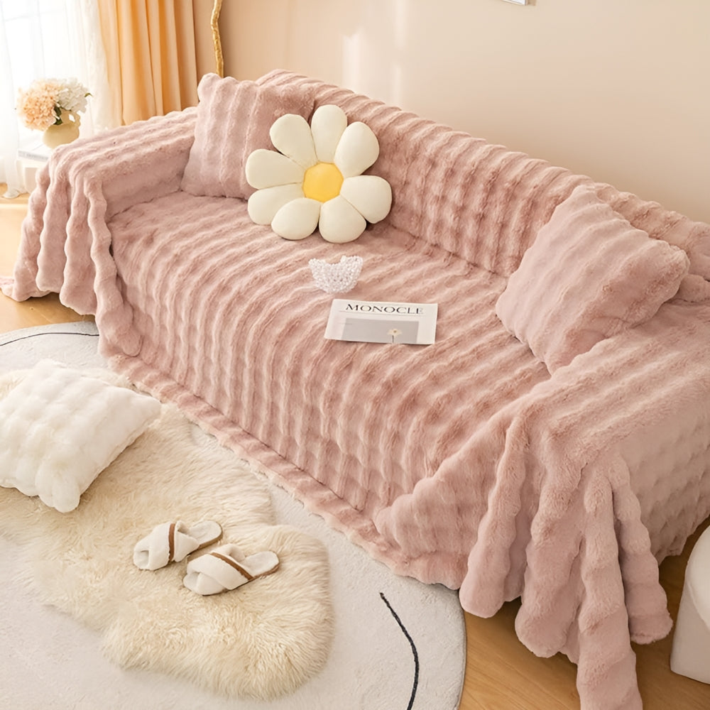 Rabbit Faux Fur Blanket Soft Couch Cover