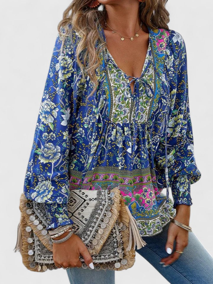 Tessa | Women's Floral Long Sleeve Peasant Top