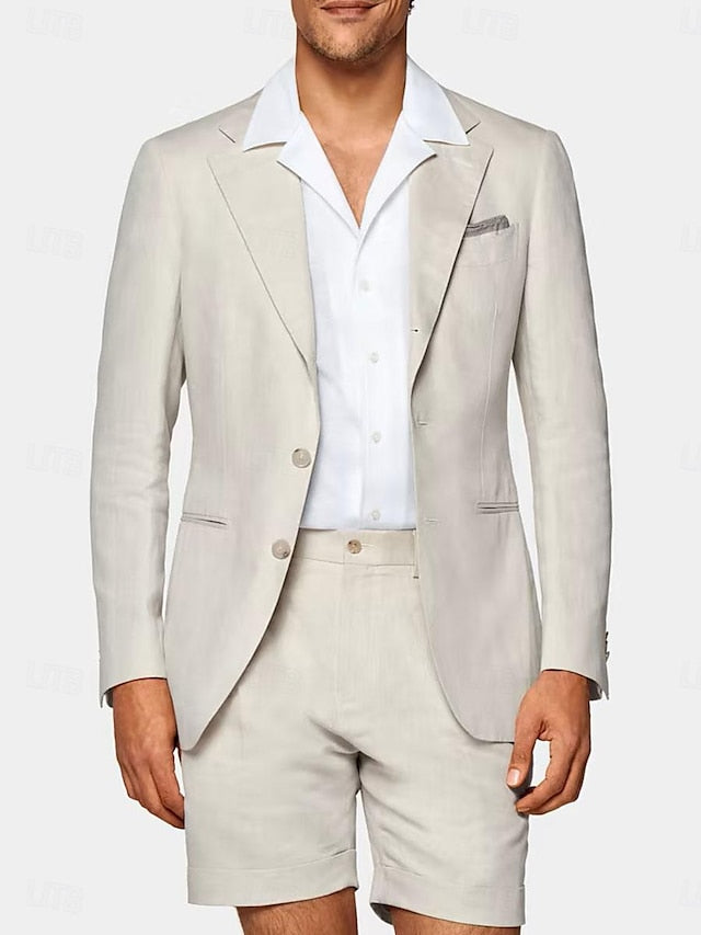 Archie | Men's Linen Suit Set With Notch Neckline