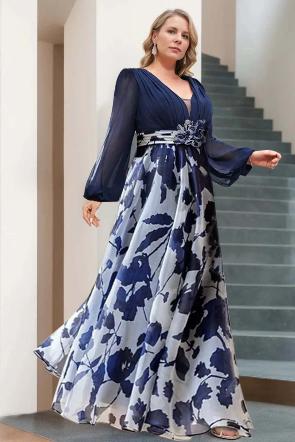 Valentina | Women's Floral Maxi Dress with Balloon Sleeves
