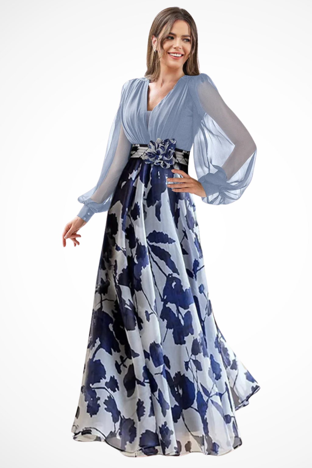 Valentina | Women's Floral Maxi Dress with Balloon Sleeves
