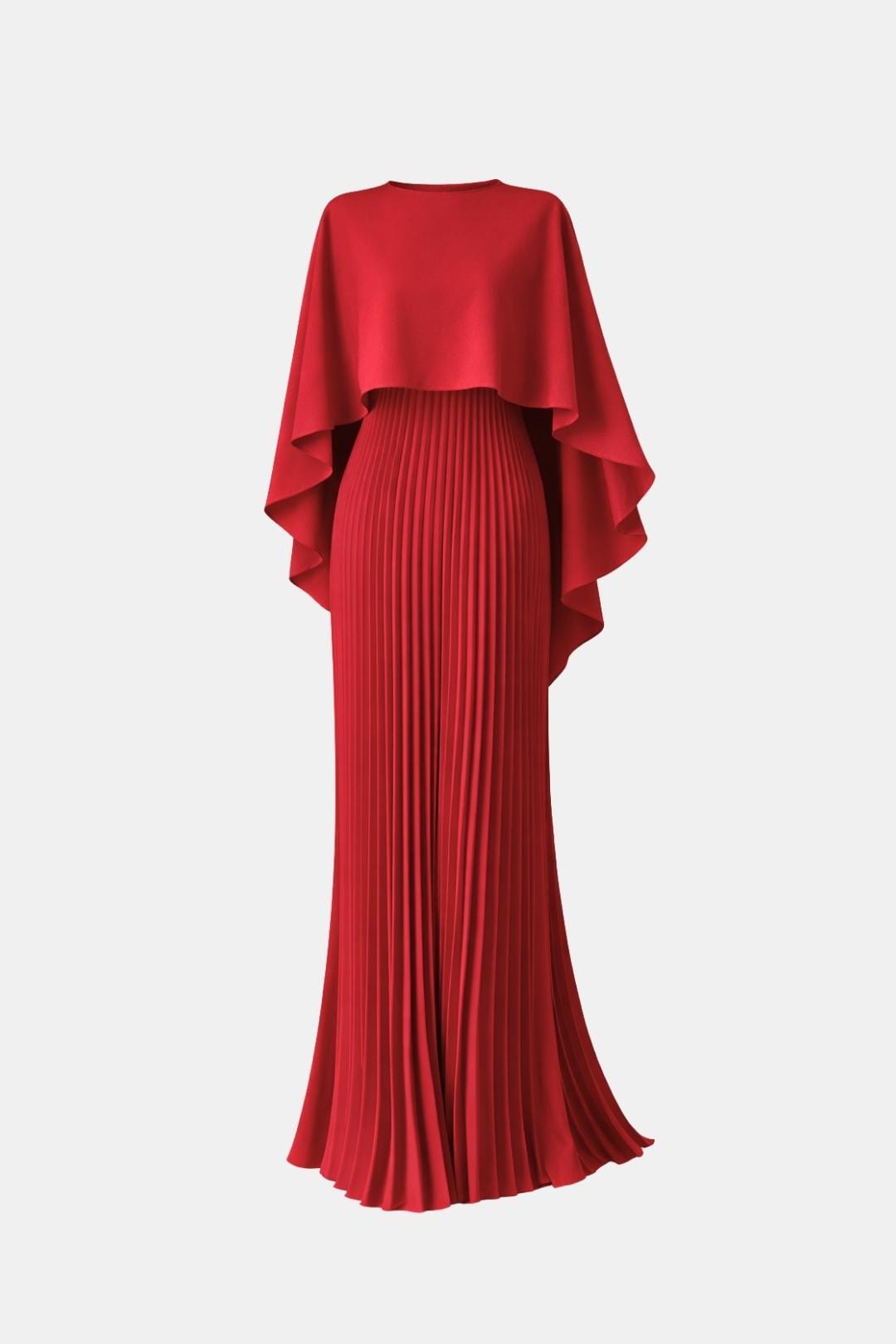 Veda – Pleated Chiffon Maxi Dress with High Neck Silhouette