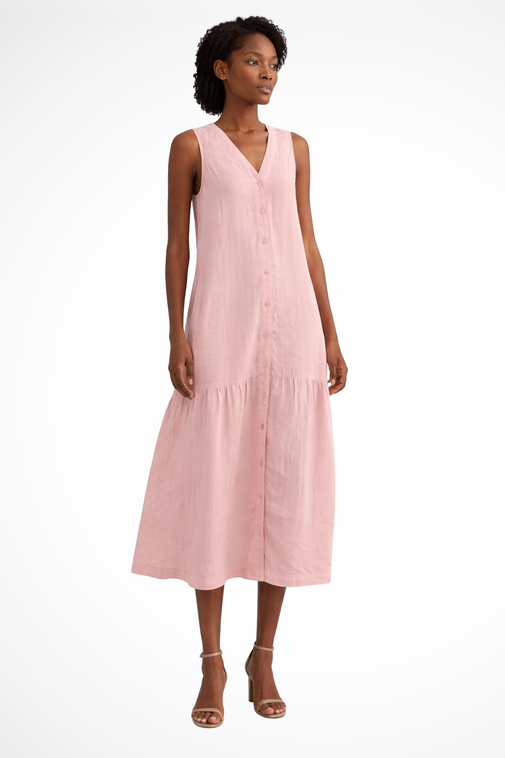 Willa | Women's White V-Neck Sleeveless Maxi Dress