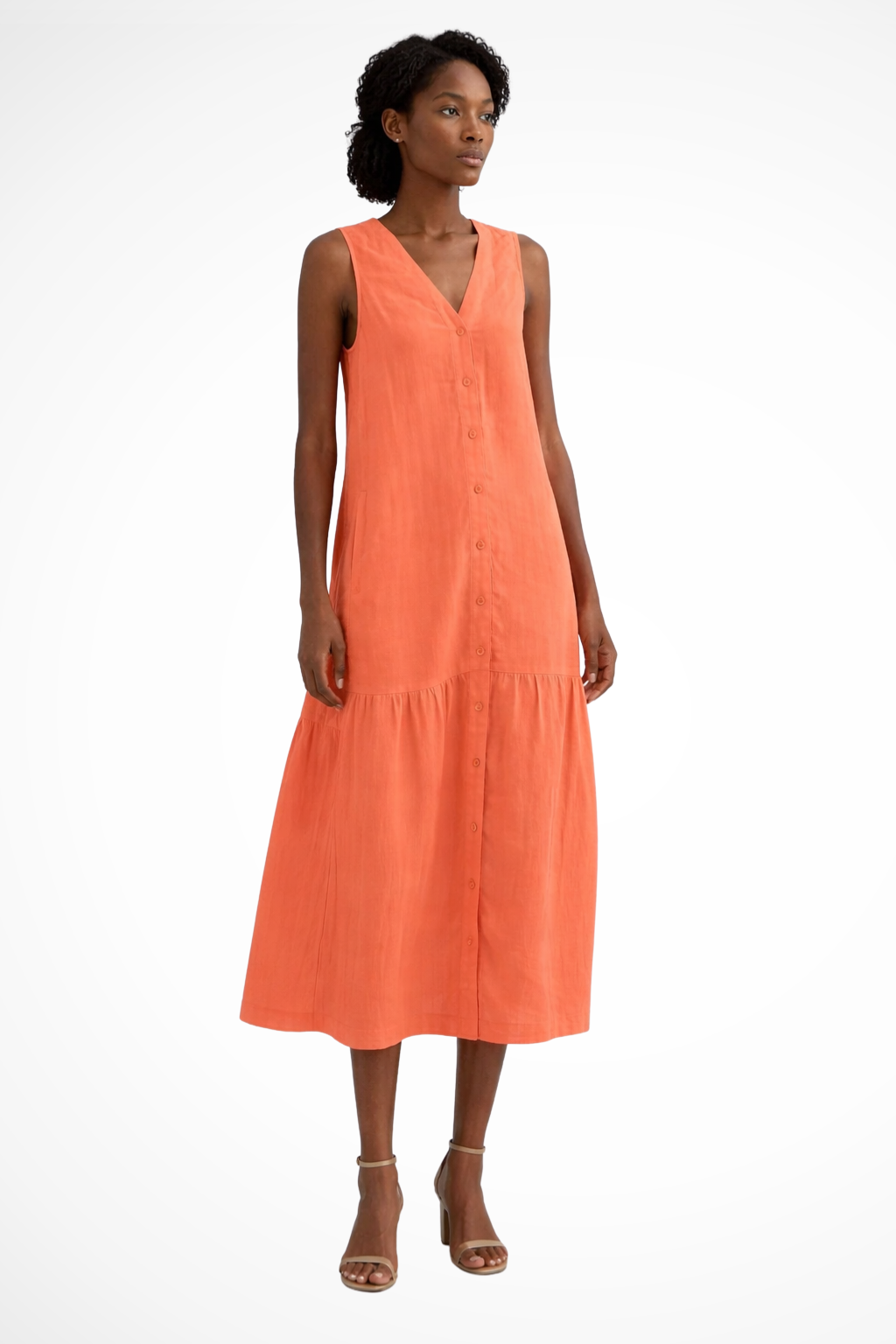 Willa | Women's White V-Neck Sleeveless Maxi Dress
