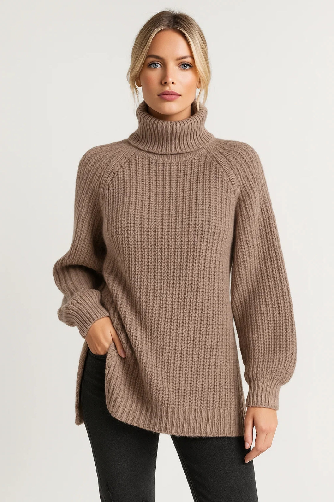 Sweater Women - Oversized Chunky Winter Sweater with Turtleneck