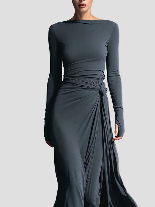 Milena™ | Long Sleeve Draped Midi Dress