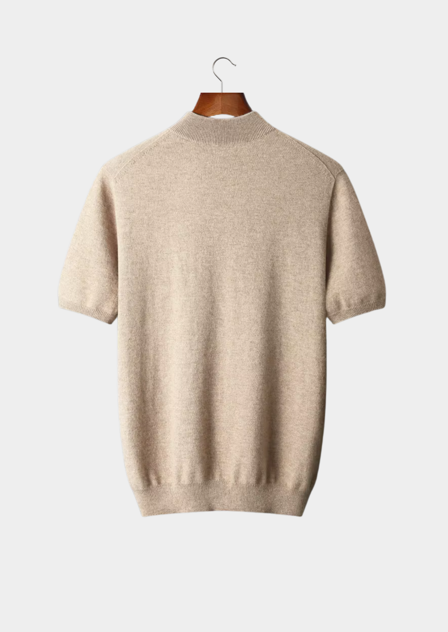 100% CASHMERE MOCK NECK T-SHIRT
