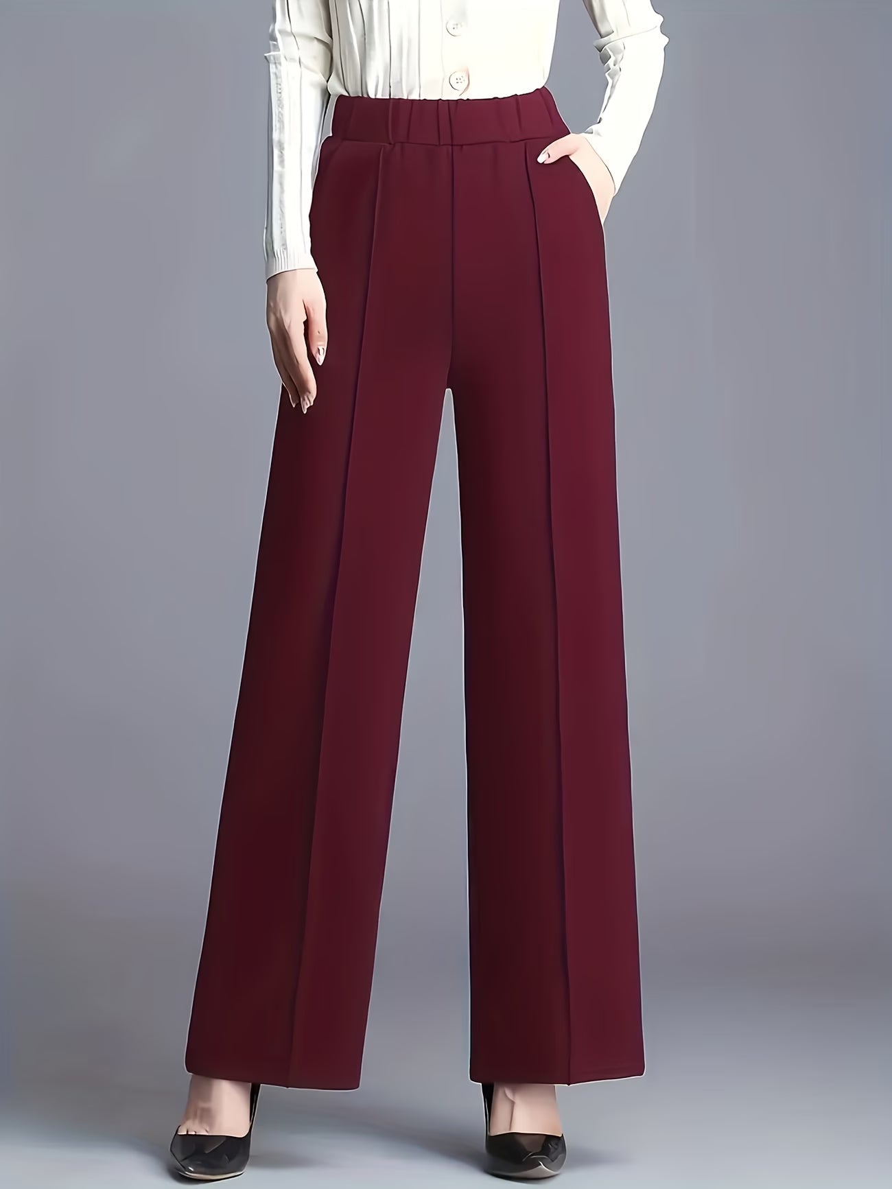 Eviana | Elegant High-Waisted Slant Pocket Pants