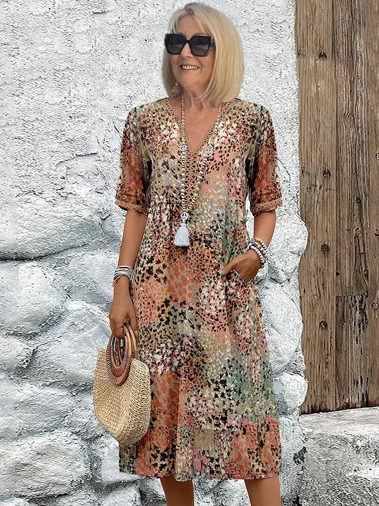 Arabella | Vibrant Pattern Midi Dress