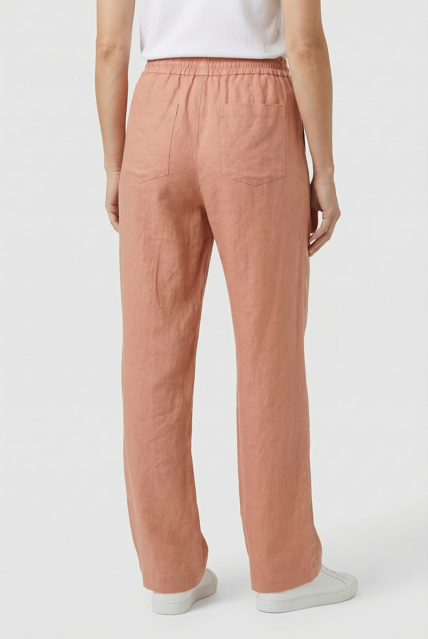 Women’s Cotton Linen Trousers High Waist Wide Leg Drawstring